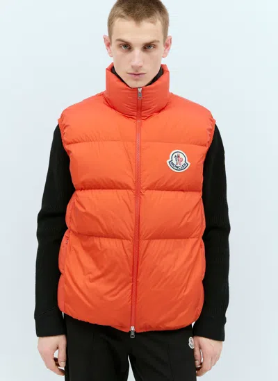 Moncler Almaz Super Light Nylon Down Vest In Orange