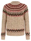 Moncler Jacquard Wool Blend Sweater With Geometric Pattern In Multi