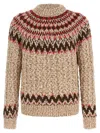 Moncler Jacquard Wool Blend Sweater With Geometric Pattern In Multi