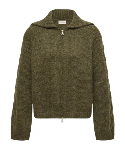 Moncler Alpaca Blend Cardigan In Green