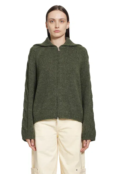 Moncler Alpaca Blend Cardigan In Green