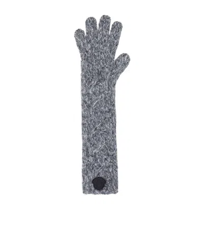 Moncler Alpaca Blend Gloves In Gray