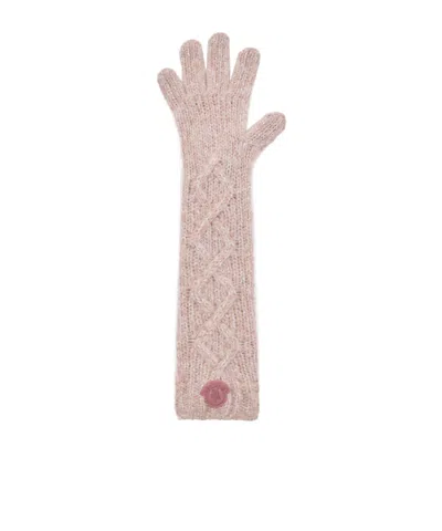 Moncler Alpaca Blend Gloves In Pink