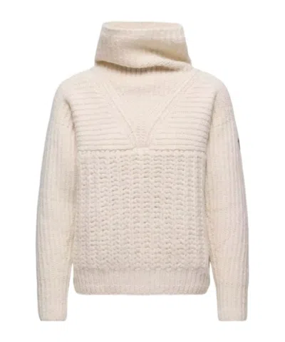 Moncler Alpaca Blend Polo Neck Jumper In White