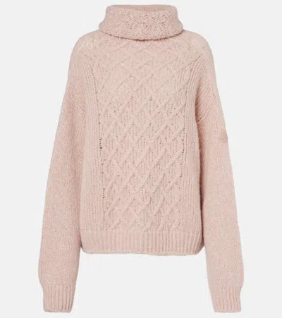 Moncler Alpaca-blend Turtleneck Sweater In Pink