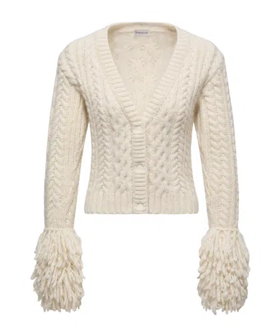 Moncler Alpaca Blend V-neck Cardigan In White