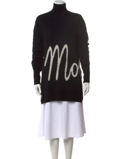 Pre-owned Moncler Alpaca Graphic Print Sweater In Black