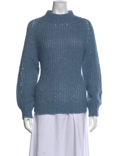 Pre-owned Moncler Alpaca Mock Neck Sweater In Blue