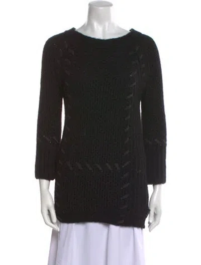 Pre-owned Moncler Alpaca Scoop Neck Sweater In Black