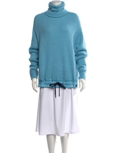 Pre-owned Moncler Alpaca Turtleneck Sweater In Blue
