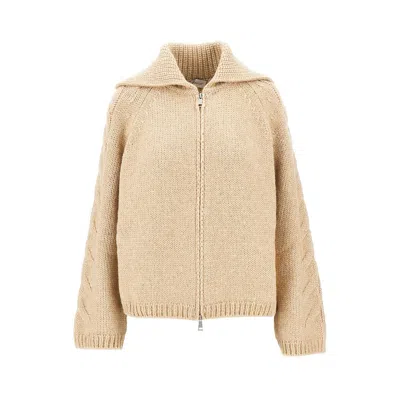 Moncler Alpaca-blend Zippered Cardigan In Neutral