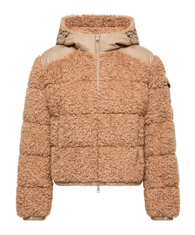 Moncler Alpestre Hooded Teddy Short Down Jacket In Multi