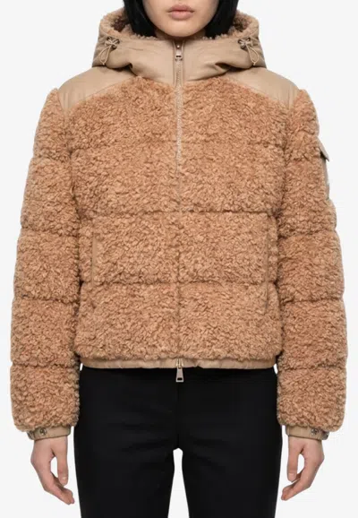 Moncler Alpestre Teddy Down Jacket In Brown