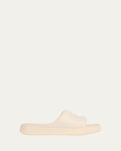 Moncler Platform Logo Slides Open Toe Rubber Sole In White