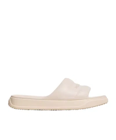 Moncler Platform Logo Slides Open Toe Rubber Sole In White