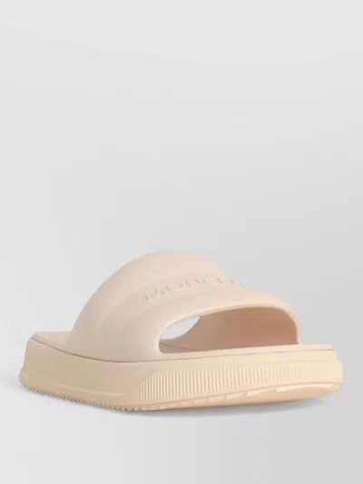Moncler Altive Rubber Slides Flat Sole Open Toe In Neutral