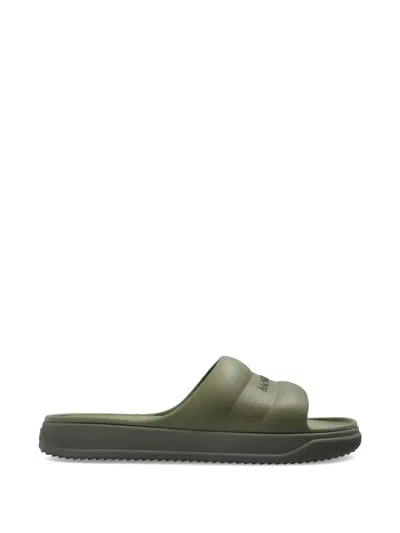 Moncler Altive Slides Flat Sole Open Toe In Green