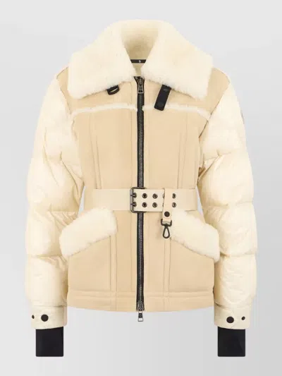 Moncler Grenoble Laplance Shearling-trimmed Belted Gore-tex Down Jacket In Brown