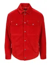 Moncler Ambroisie Corduroy Down Shirt Jacket In Red