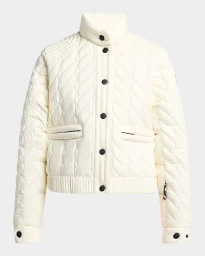 Moncler Anaga Quilted Down Ski Jacket In White