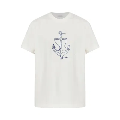 Pre-owned Moncler Anchor Prints T-shirt 'gardenia' | White | Men's Size M