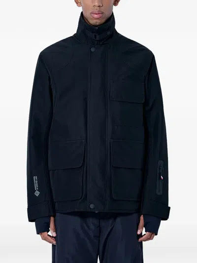 Moncler Andes High-neck Flap-pocket Ski Jacket In Blue