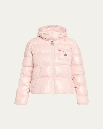 Moncler Andro Hooded Short Down Jacket In Pink