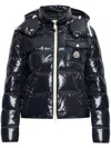 Moncler Navy Blue Andro Hooded Short Jacket In Blue