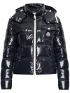 Moncler Navy Blue Andro Hooded Short Jacket In Blue