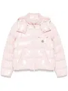 Moncler Andro Hooded Down Short Jacket In Pastel Pink