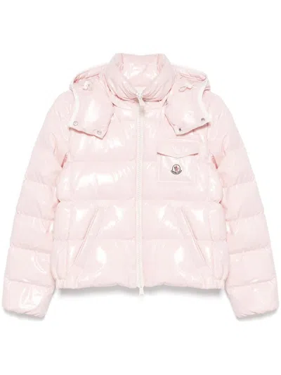 Moncler Andro Hooded Down Short Jacket In Pastel Pink