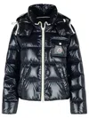 Moncler Beaded Hooded Down Jacket In Blue