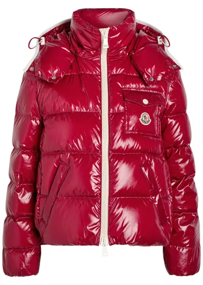 Moncler Andro Padded Hooded Glossed Shell Jacket In Red