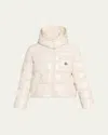 Moncler Andro Shiny Down Jacket With Removable Hood In Natural