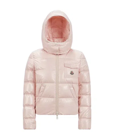 Moncler Andro Zip-up Short Padded Jacket In Pink