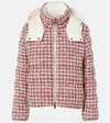 Moncler Andronne Checked Tweed Down Jacket In Red