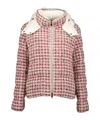 Moncler Andronne Checked Tweed Down Jacket In Red