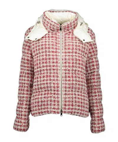 MONCLER ANDRONNE TWEED HOODED SHORT DOWN JACKET