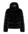 Moncler Andronne Sequin-embroidered Hooded Short Down Jacket In Black