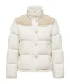 Moncler Angelys Suede-trimmed Short Down Jacket In Multi