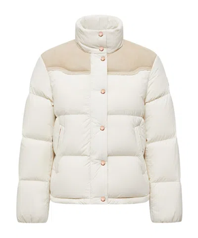 Moncler Angelys Suede-trimmed Short Down Jacket In Multi