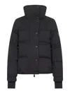 Moncler High Collar Quilted Nylon Outerwear In Black
