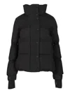 Moncler High Collar Quilted Nylon Outerwear In Black