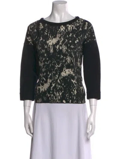 Pre-owned Moncler Animal Print Bateau Neckline Top In Black