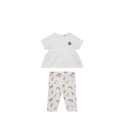 Moncler Kids' Ensemble En Coton À Imprimé Animal, Filles, Blanc, Taille: 9/12 In White
