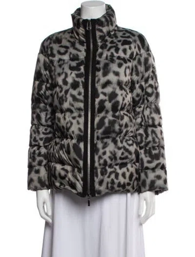 Pre-owned Moncler Animal Print Down Jacket In Gray