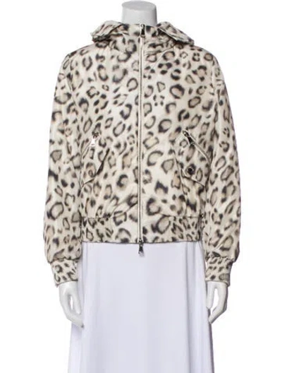 Pre-owned Moncler Animal Print Down Jacket In Neutral