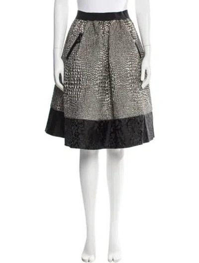 Pre-owned Moncler Animal Print Midi Length Skirt In Black