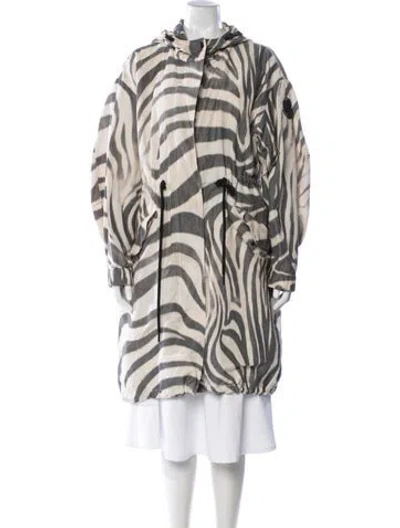 Pre-owned Moncler Animal Print Parka In White