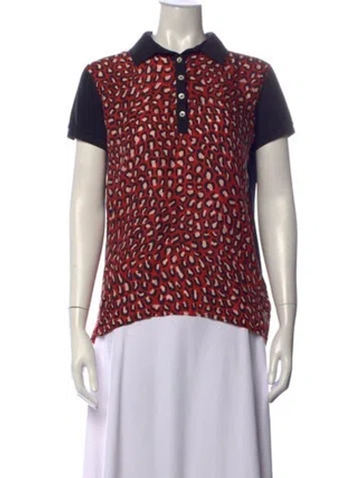 Pre-owned Moncler Animal Print Short Sleeve Polo In Red